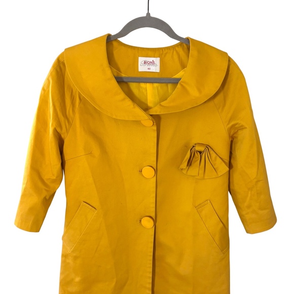 Vintage Bions Mustard Yellow Coat Dress Size 40 (Fits M/L) - Picture 3 of 12